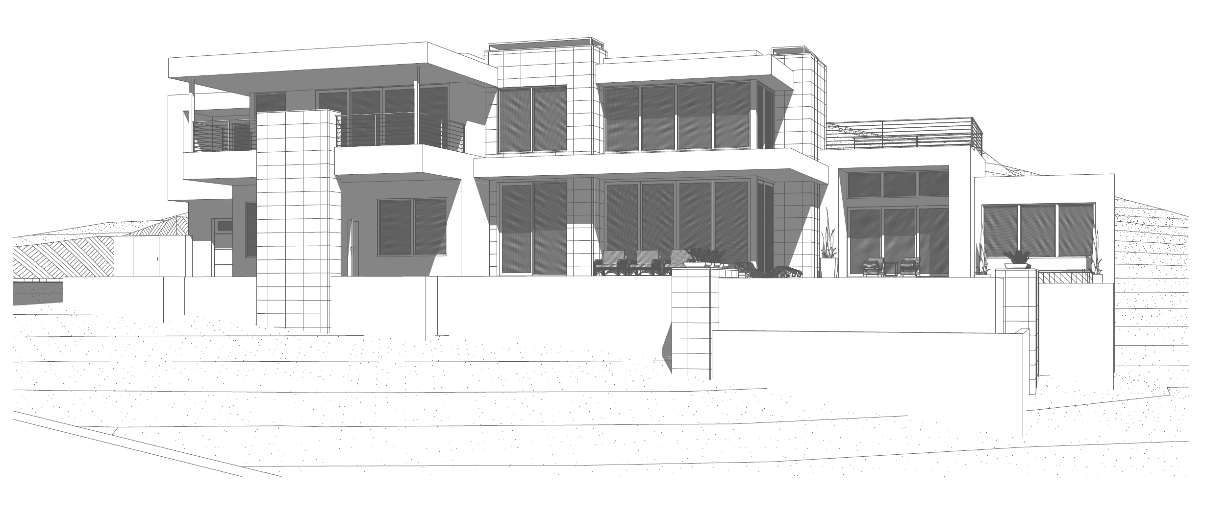 ArchiCAD 3D Modern Exterior Line Perspective